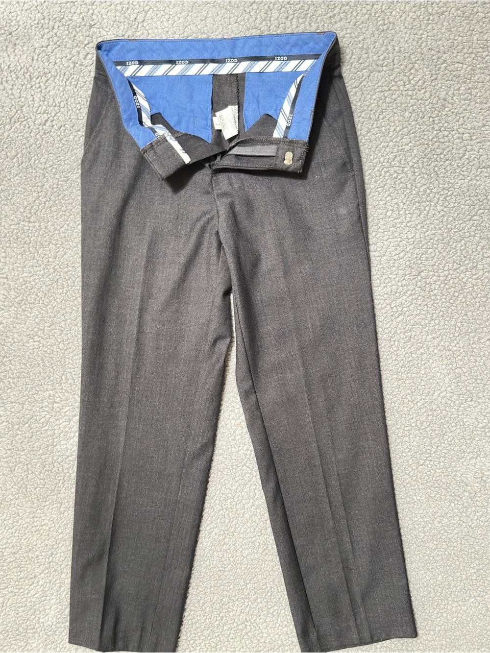 IZOD Boys Charcoal Gray Dress Pants Cotton Blend Size 10 Regular